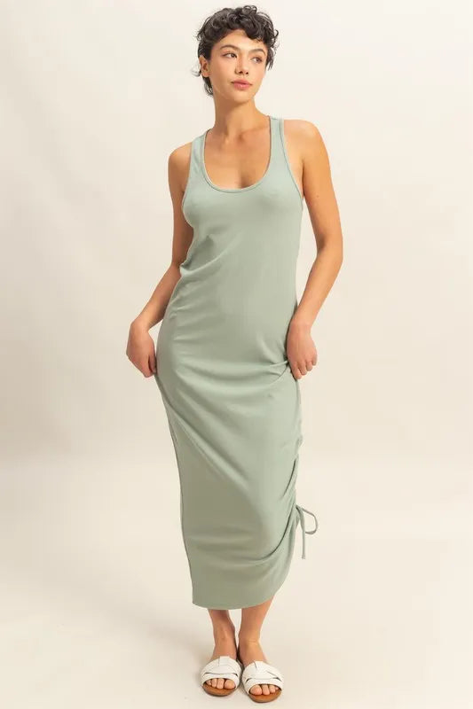 Hyfve Scoop Neck Side Tie Detail Midi Dress.