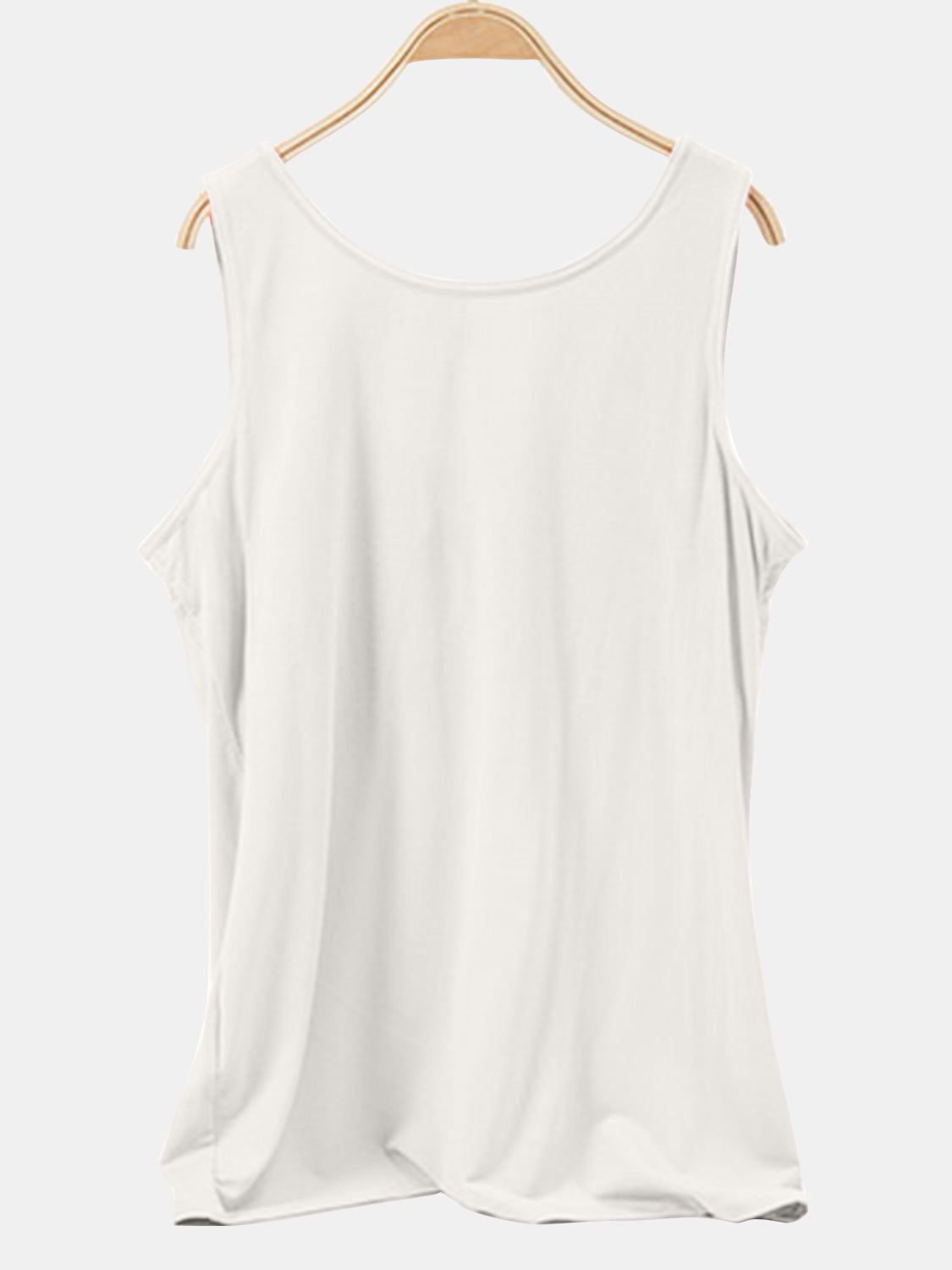 Scoop neck wide strap tank, opaque and moderately stretchy.