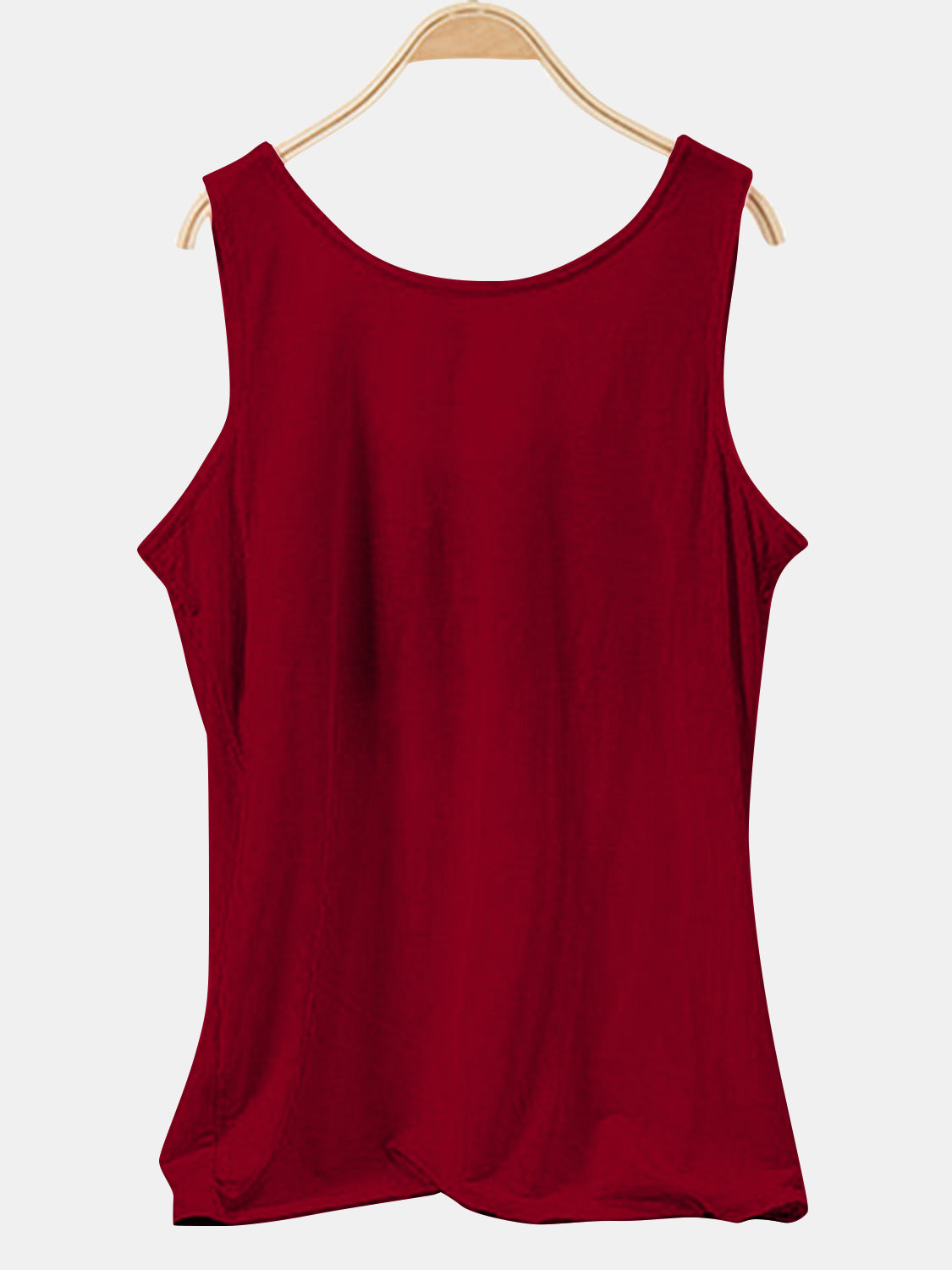 Scoop neck wide strap tank, opaque and moderately stretchy.