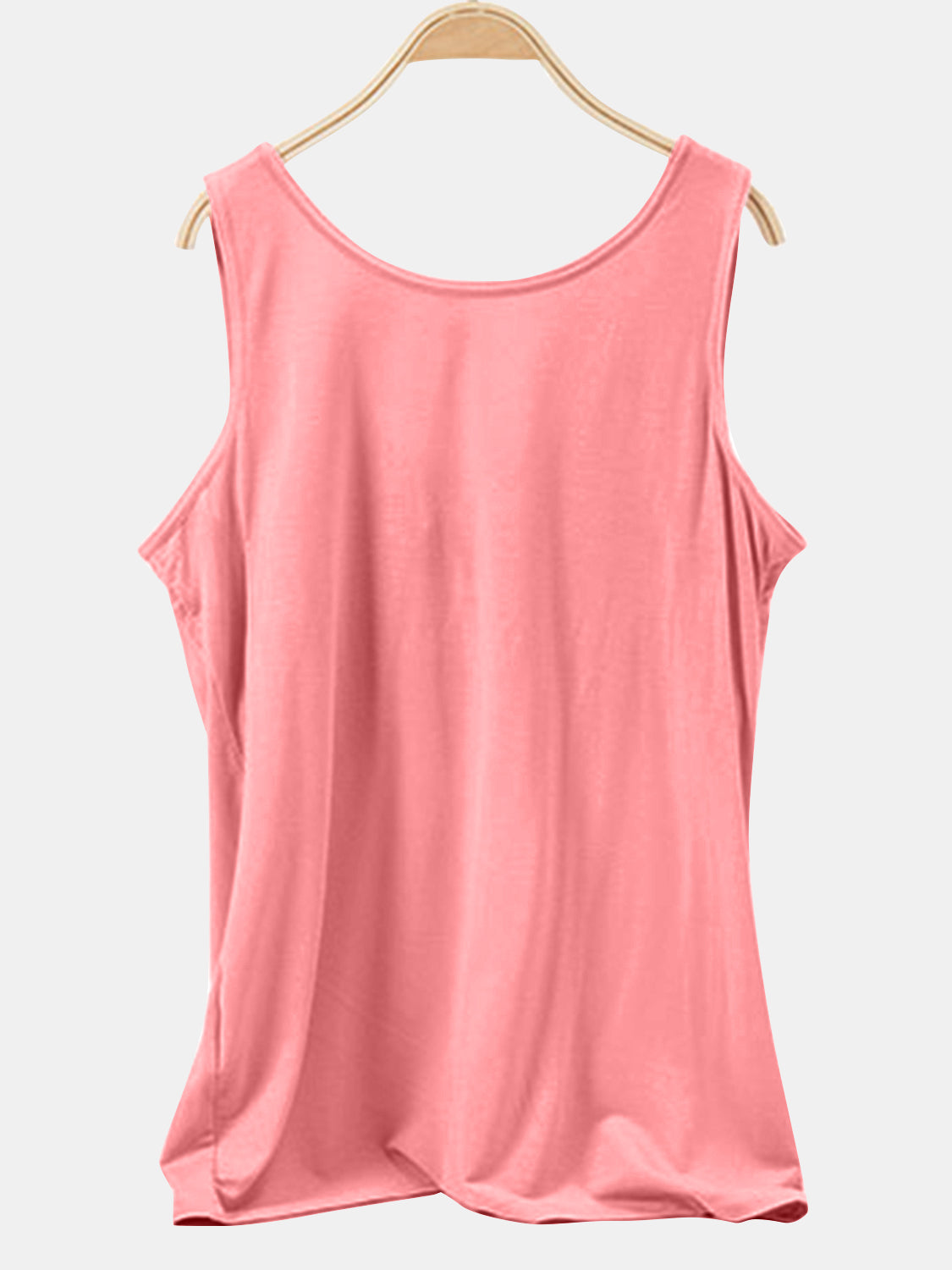 Scoop neck wide strap tank, opaque and moderately stretchy.