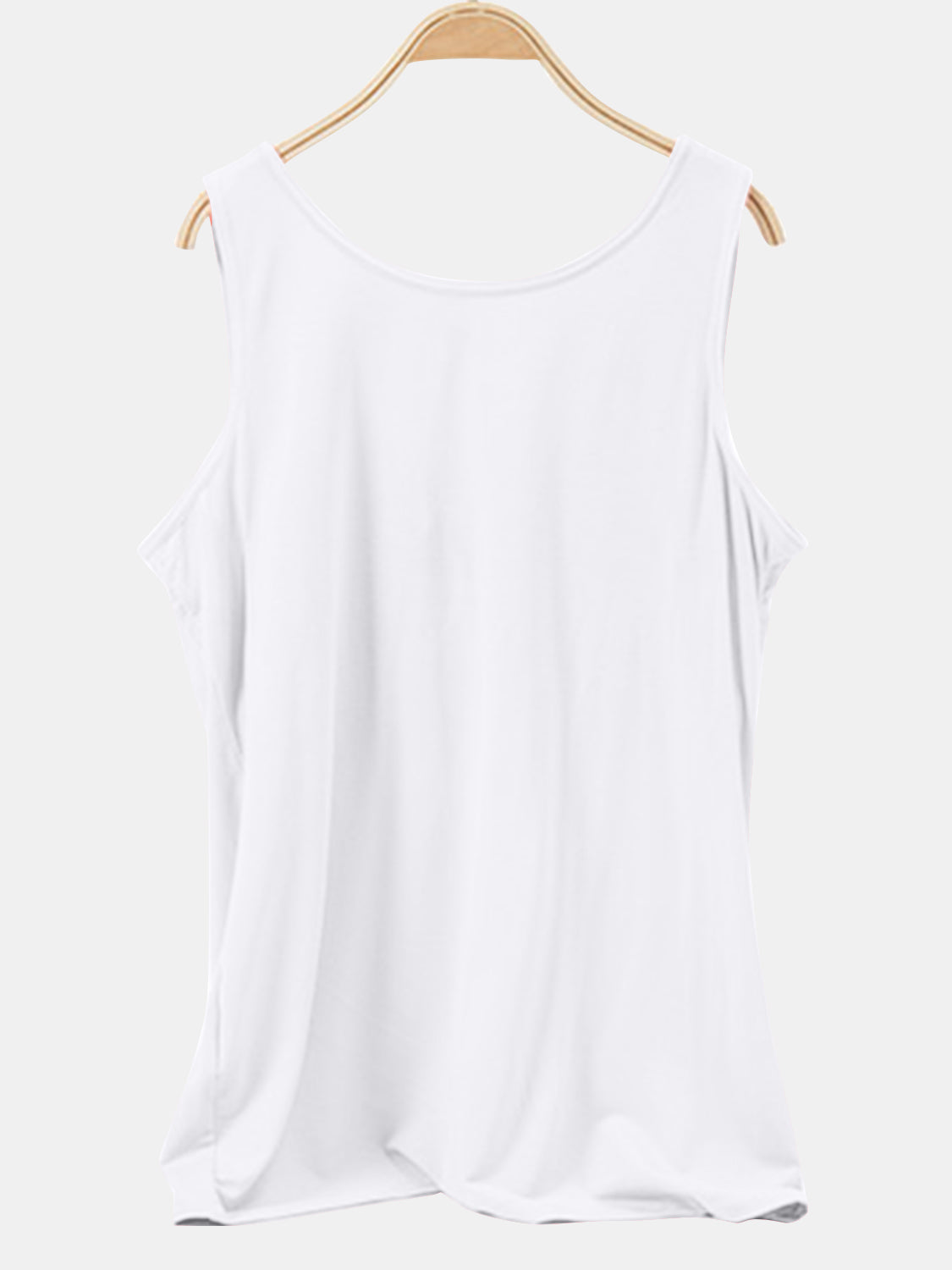 Scoop neck wide strap tank, opaque and moderately stretchy.