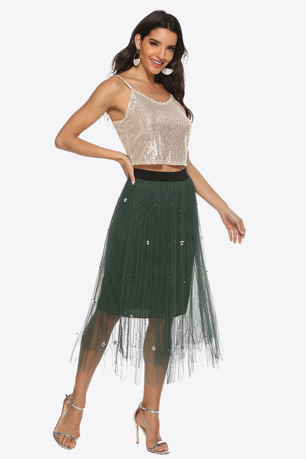 Scoop neck wide strap knit tank, opaque and slightly stretchy.