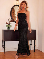 Sequin Square Neck Maxi Cami Dress.