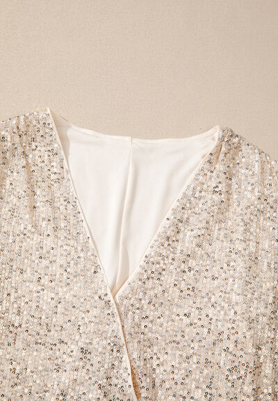Sequin Surplice Long Sleeve Bodysuit with Sequin.