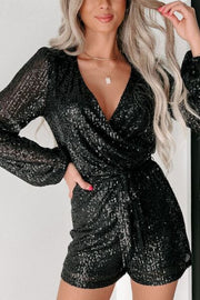 Drawstring Long Sleeve Romper.