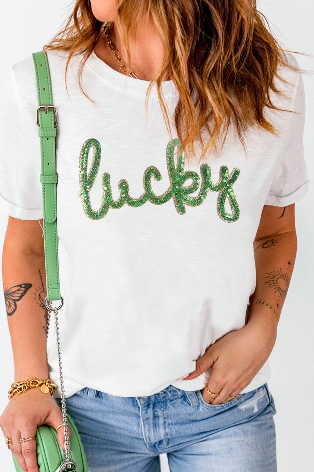 Sequined Lucky St.Patricks Day T-Shirt