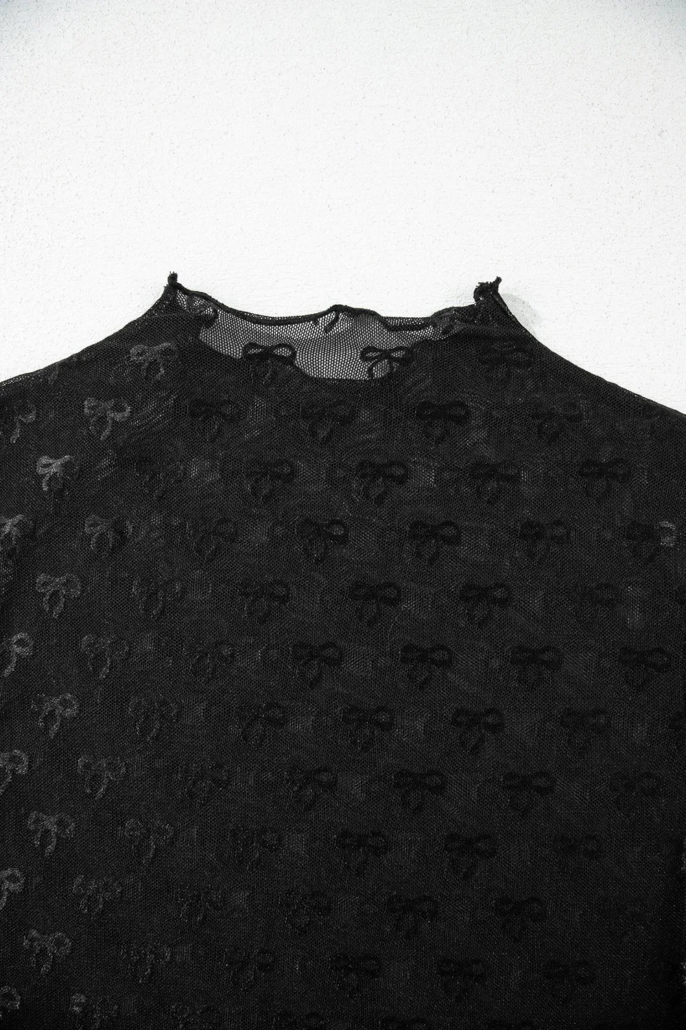 Sheer Mesh Short Sleeve Top.