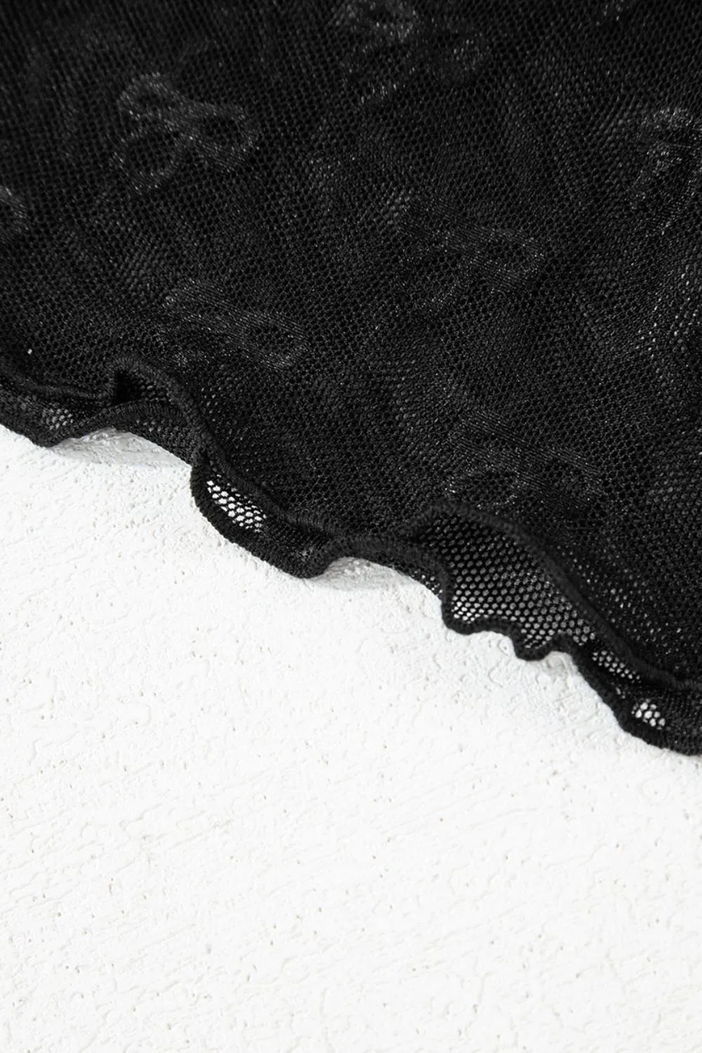 Sheer Mesh Short Sleeve Top.