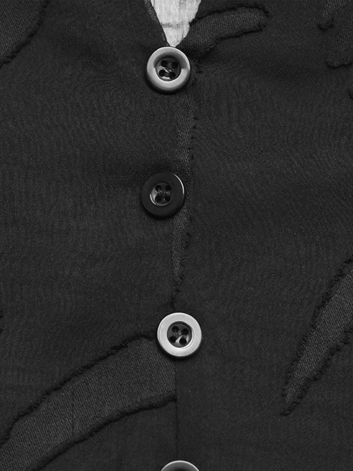 Sheer Notched Button Front Blouse.