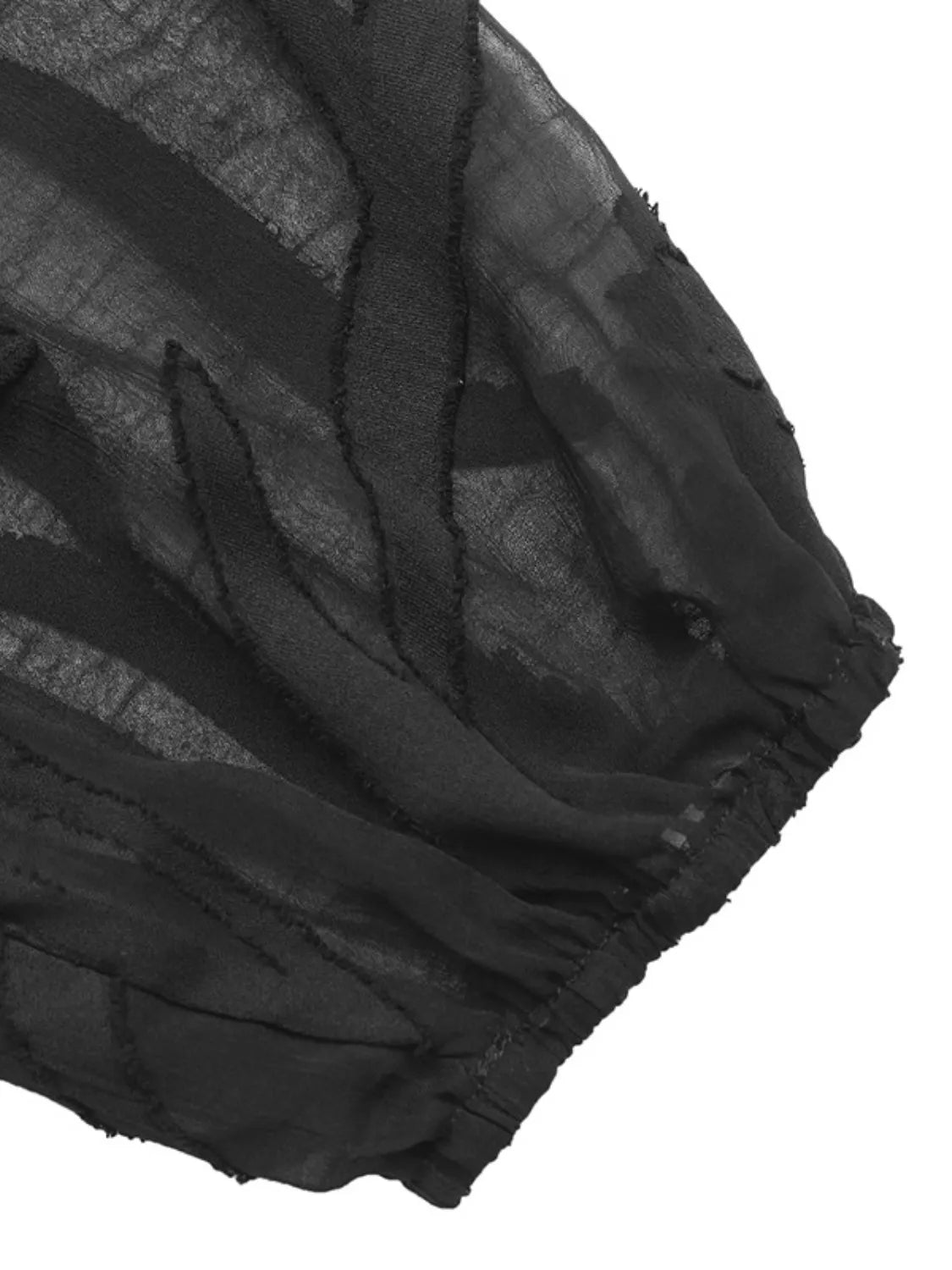 Sheer Notched Button Front Blouse.