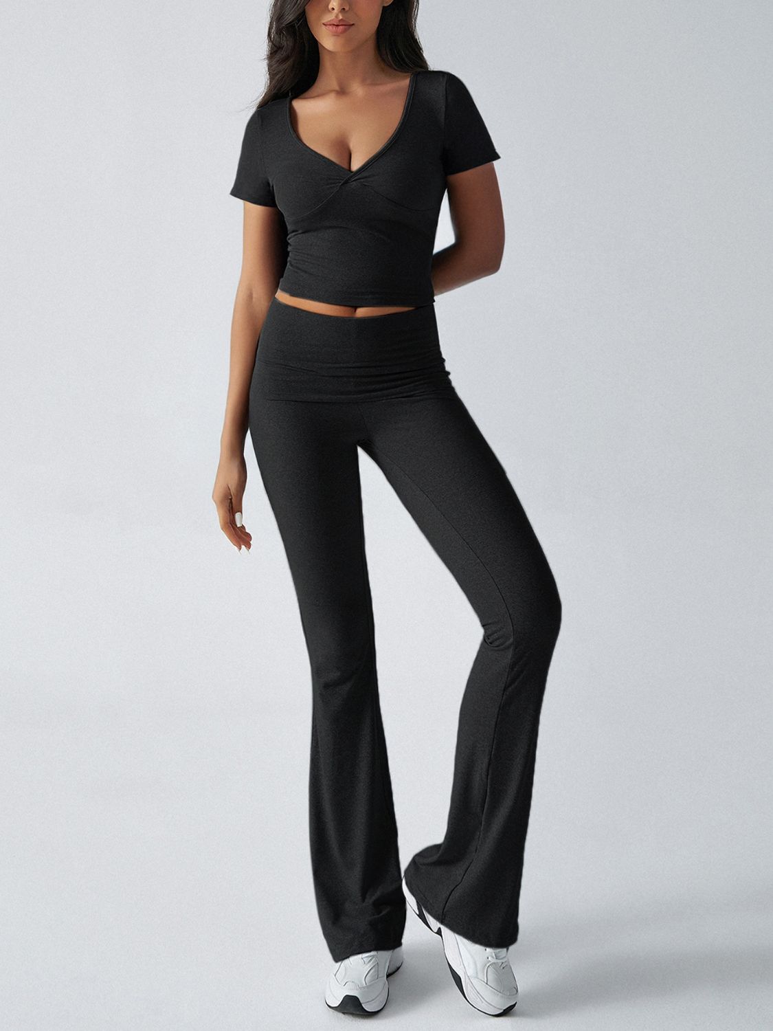 Devine Short Sleeve Top and Bootcut Legging Set.