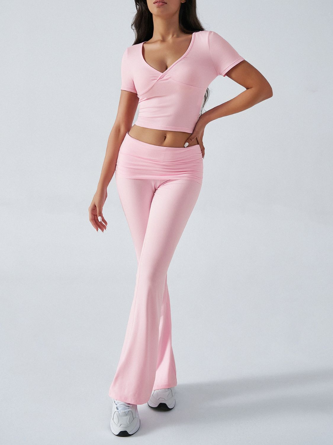 Devine Short Sleeve Top and Bootcut Legging Set.