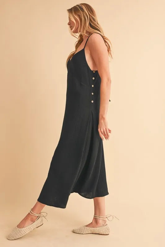 Aemi Co Side Button Midi Cami Dress.
