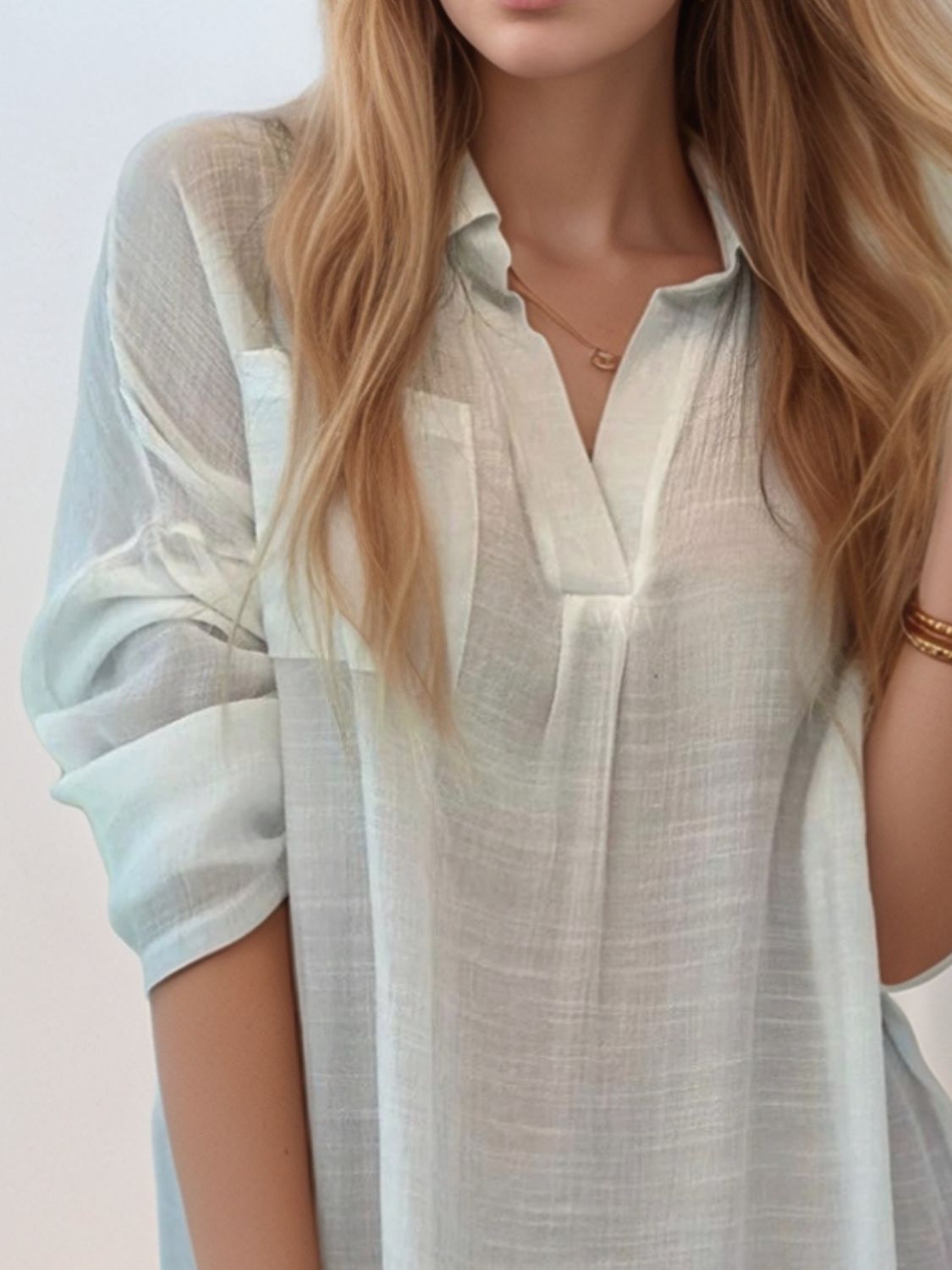 Full Size Side Slit Roll-Tab Sleeve Mini Shirt Dress Plus Size.