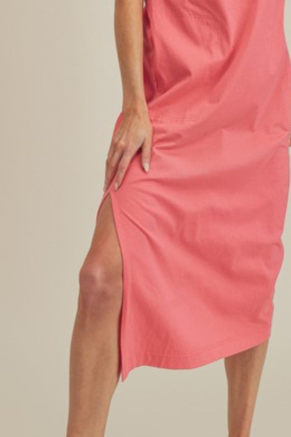 Aemi Co Side Slit Round Neck Sleeveless Midi Dress.