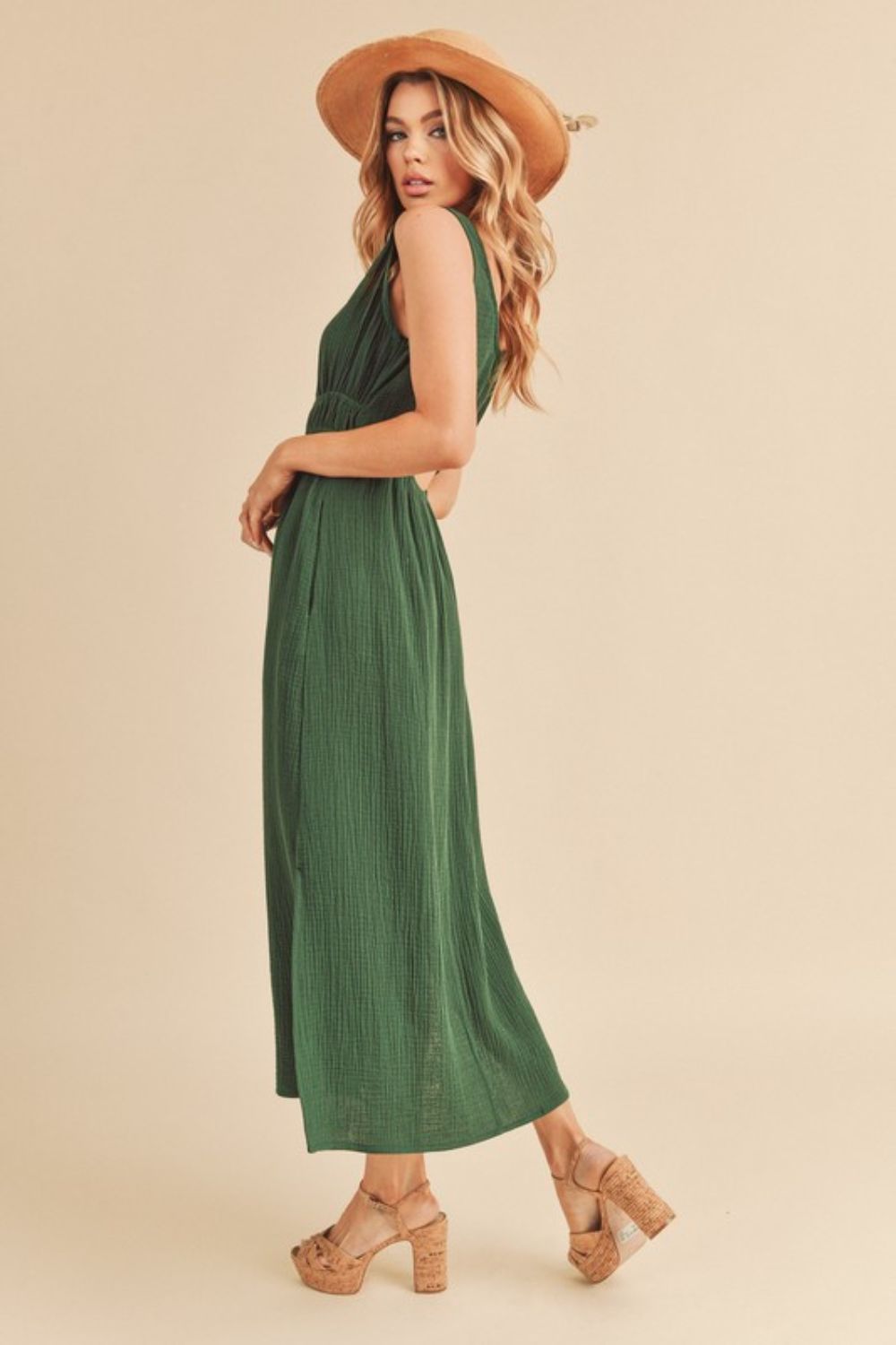 Aemi Co Side Slit Round Neck Sleeveless Tank Dress.