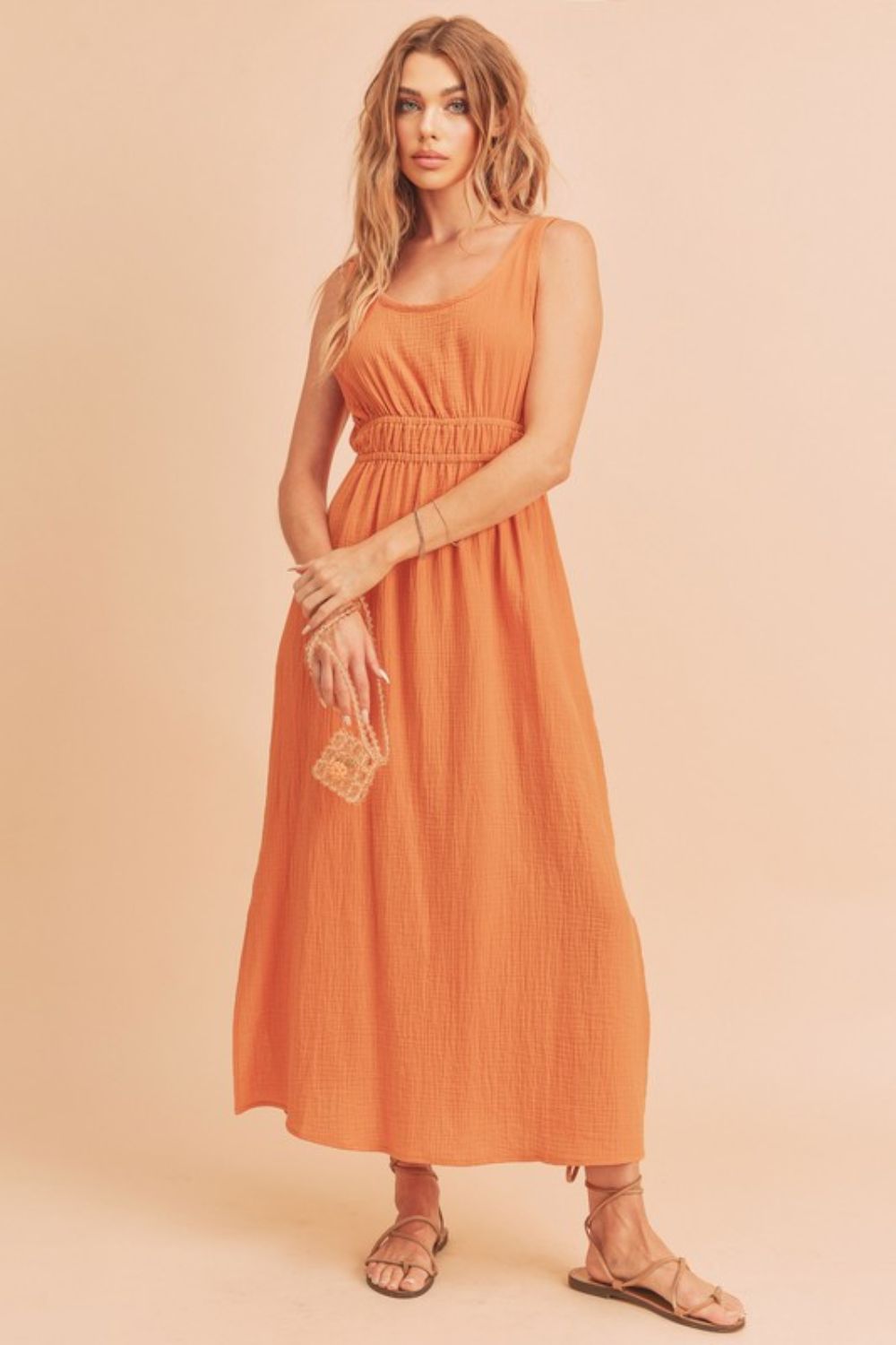 Aemi Co Side Slit Round Neck Sleeveless Tank Dress.