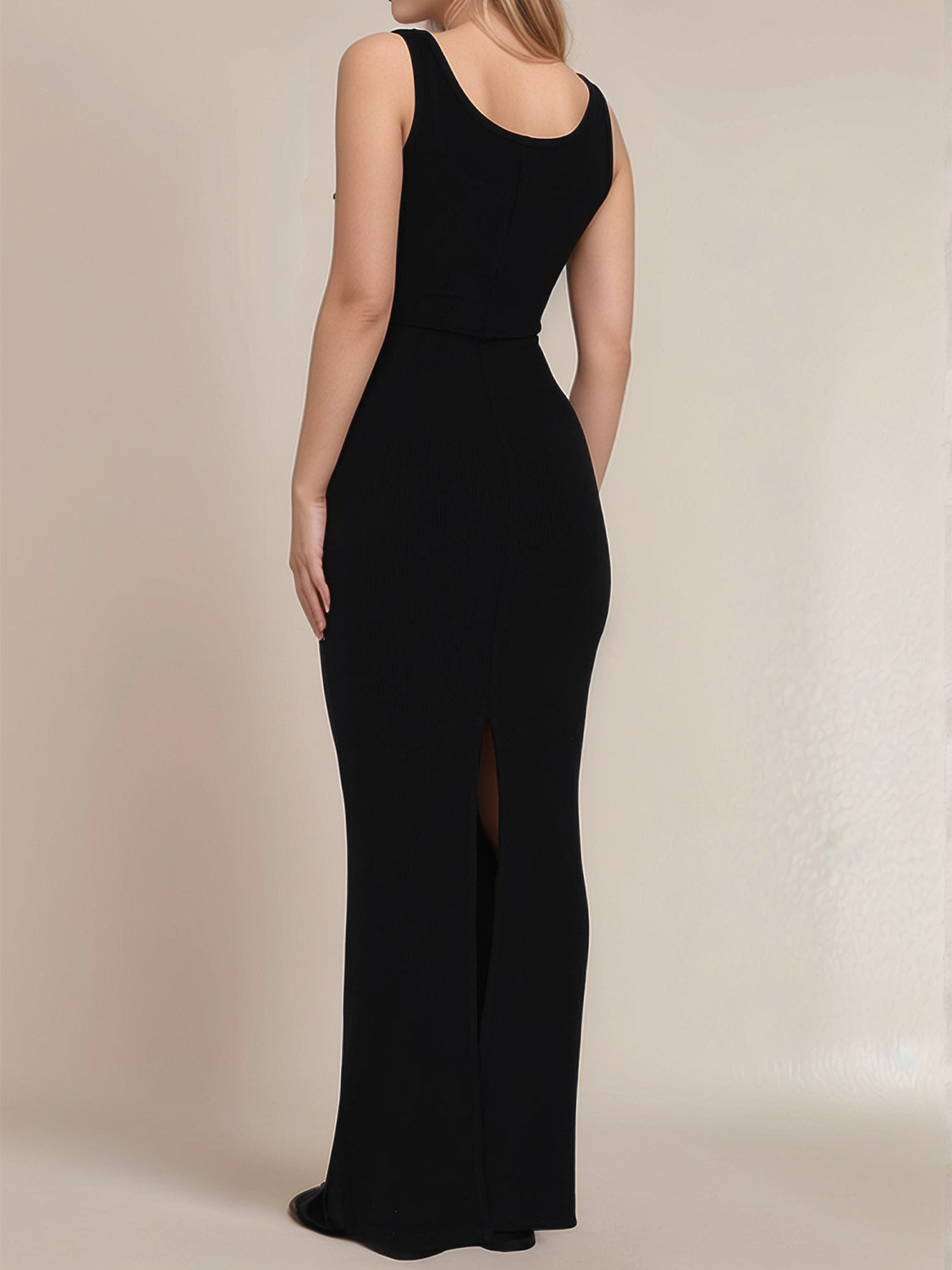 Devine Side Slit Wide Strap Maxi Dress.