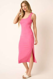Mittoshop Side Slit Wide Strap Midi Tank Dress.