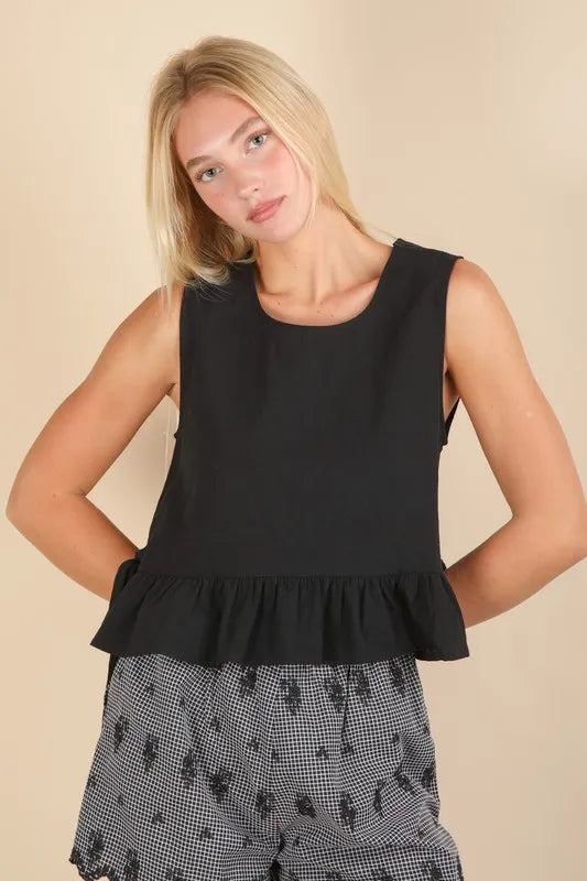 Side knotted surplice striped cami with tie details, opaque.