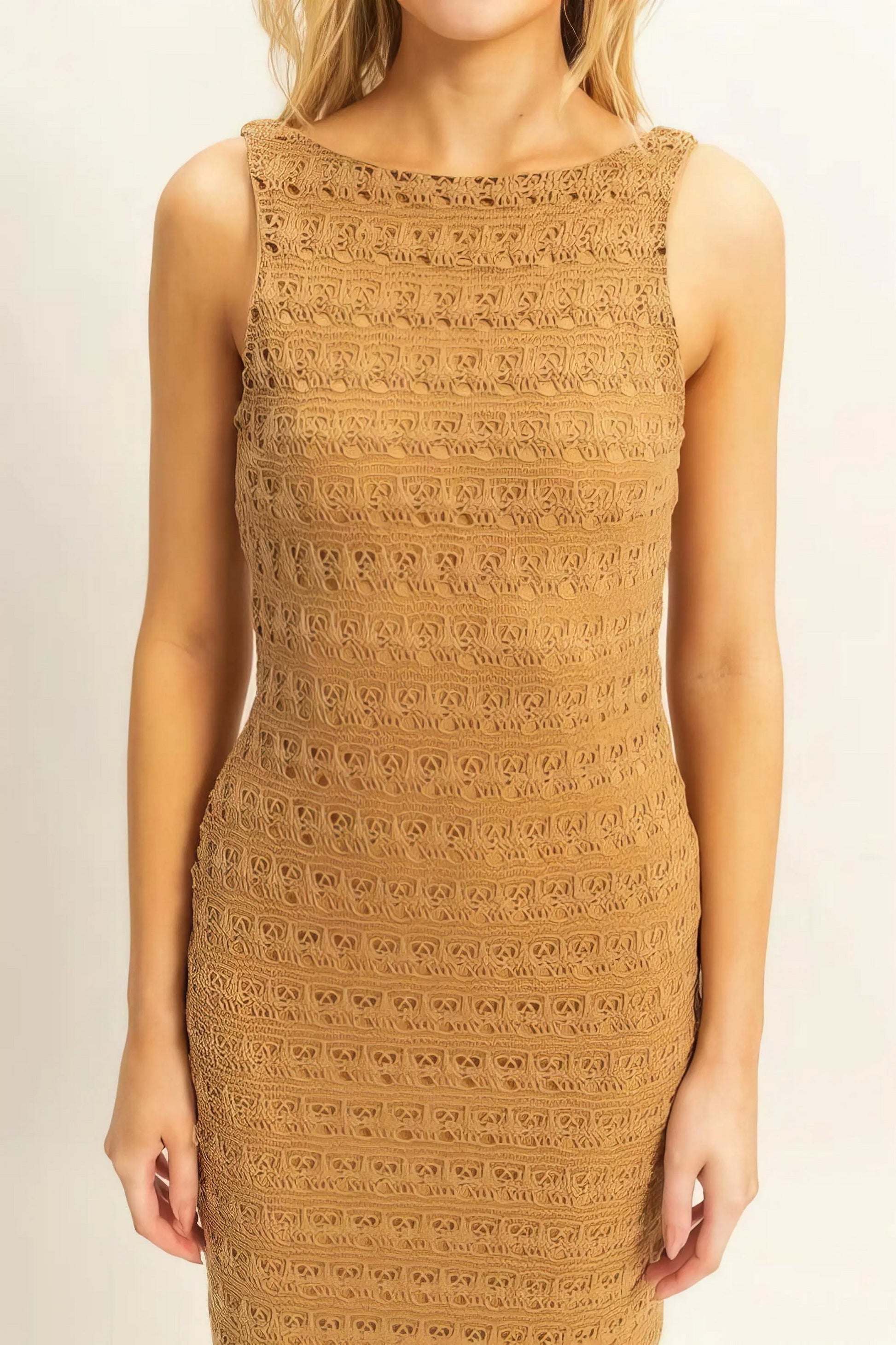 Sleeveless Ribbed Knit Sweater Dress with Contrast Trim - Basic.