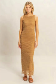 Sleeveless Ribbed Knit Sweater Dress with Contrast Trim - Basic.