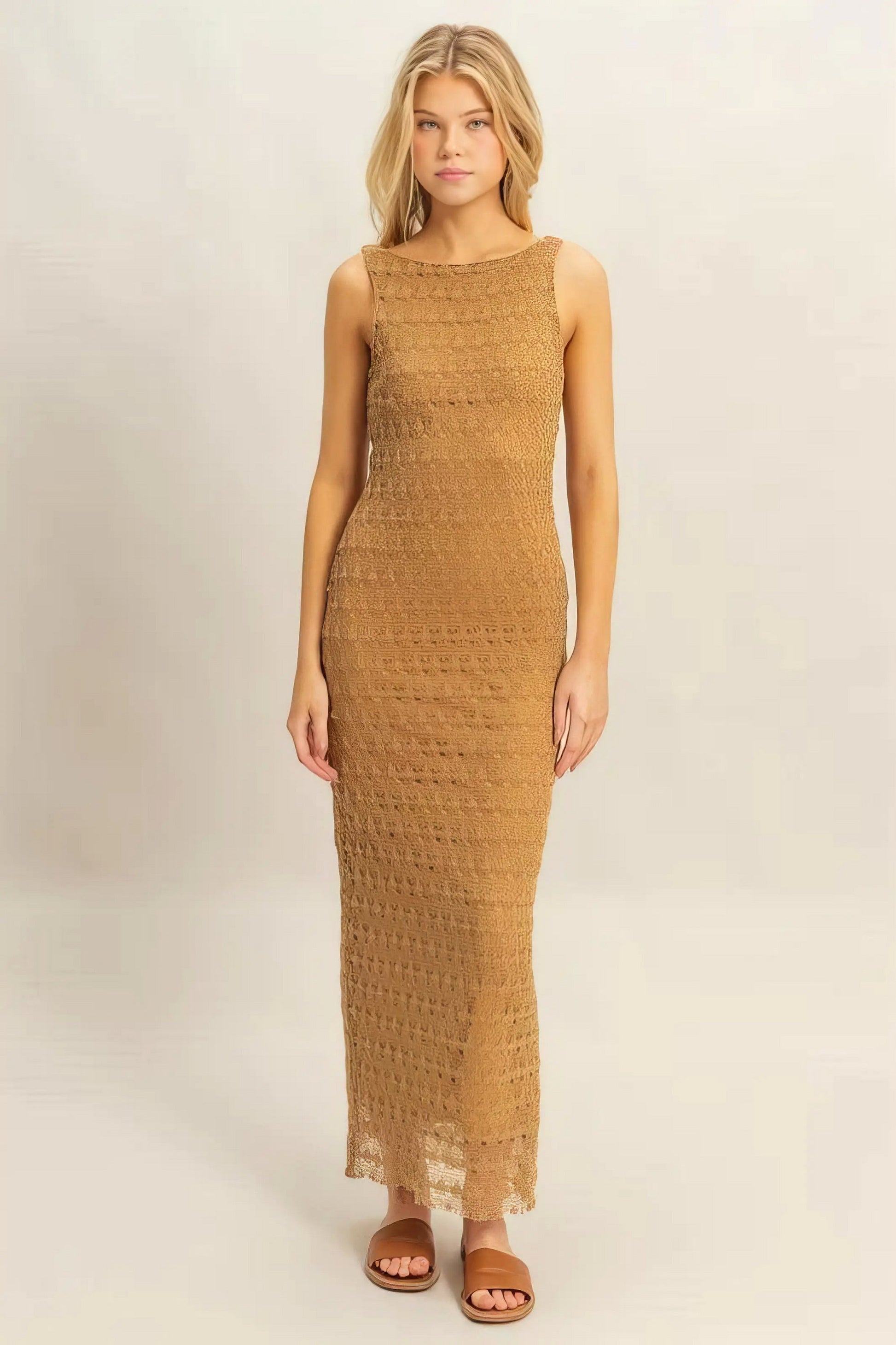 Sleeveless Ribbed Knit Sweater Dress with Contrast Trim - Basic.