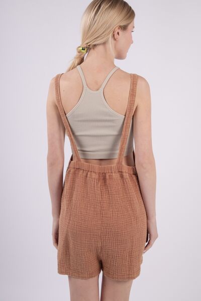 Sleeveless Double Gauze Overalls with Pockets.