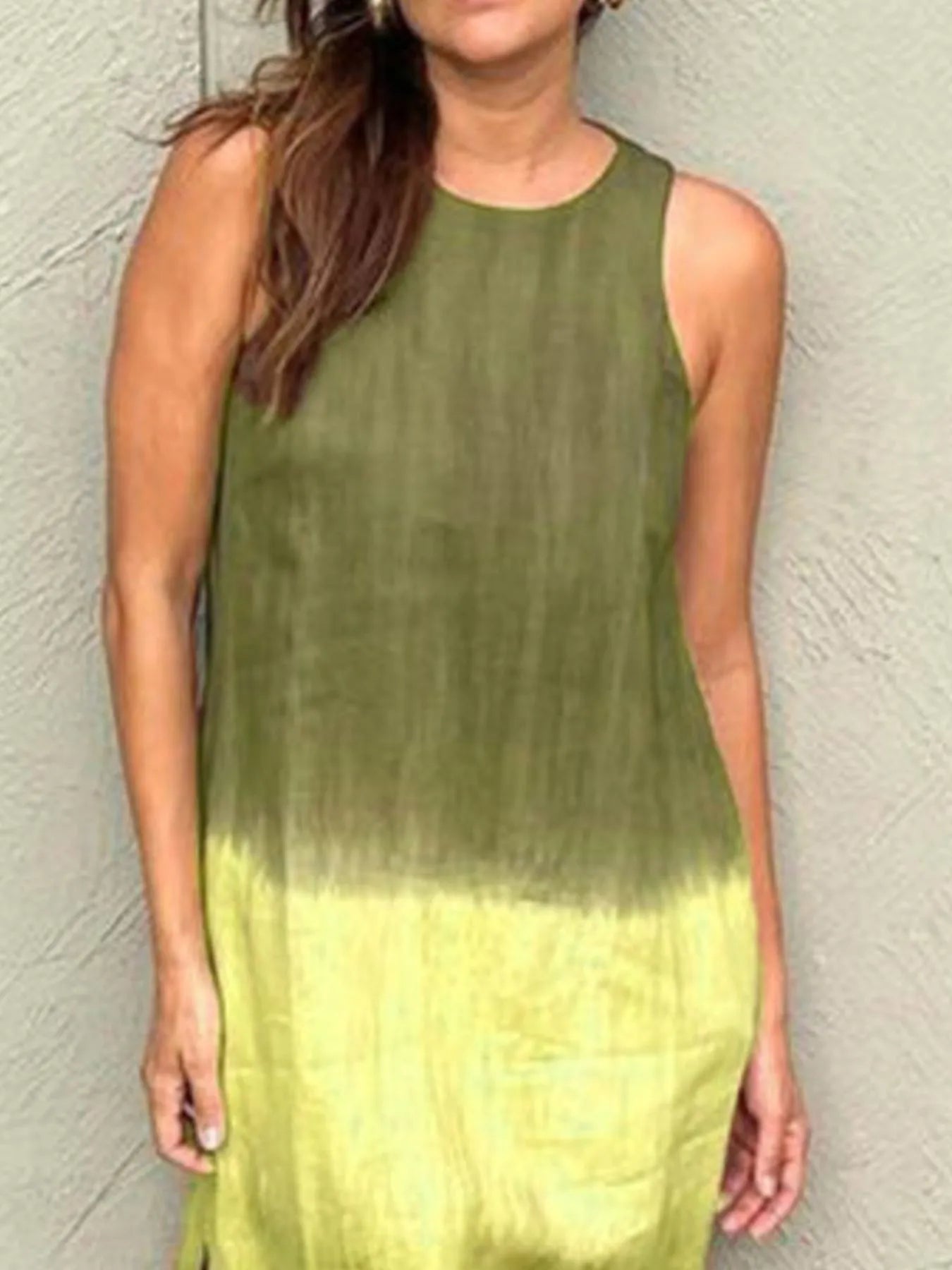 Full Size Sleeveless Gradient Tank Midi Dress Plus Size.