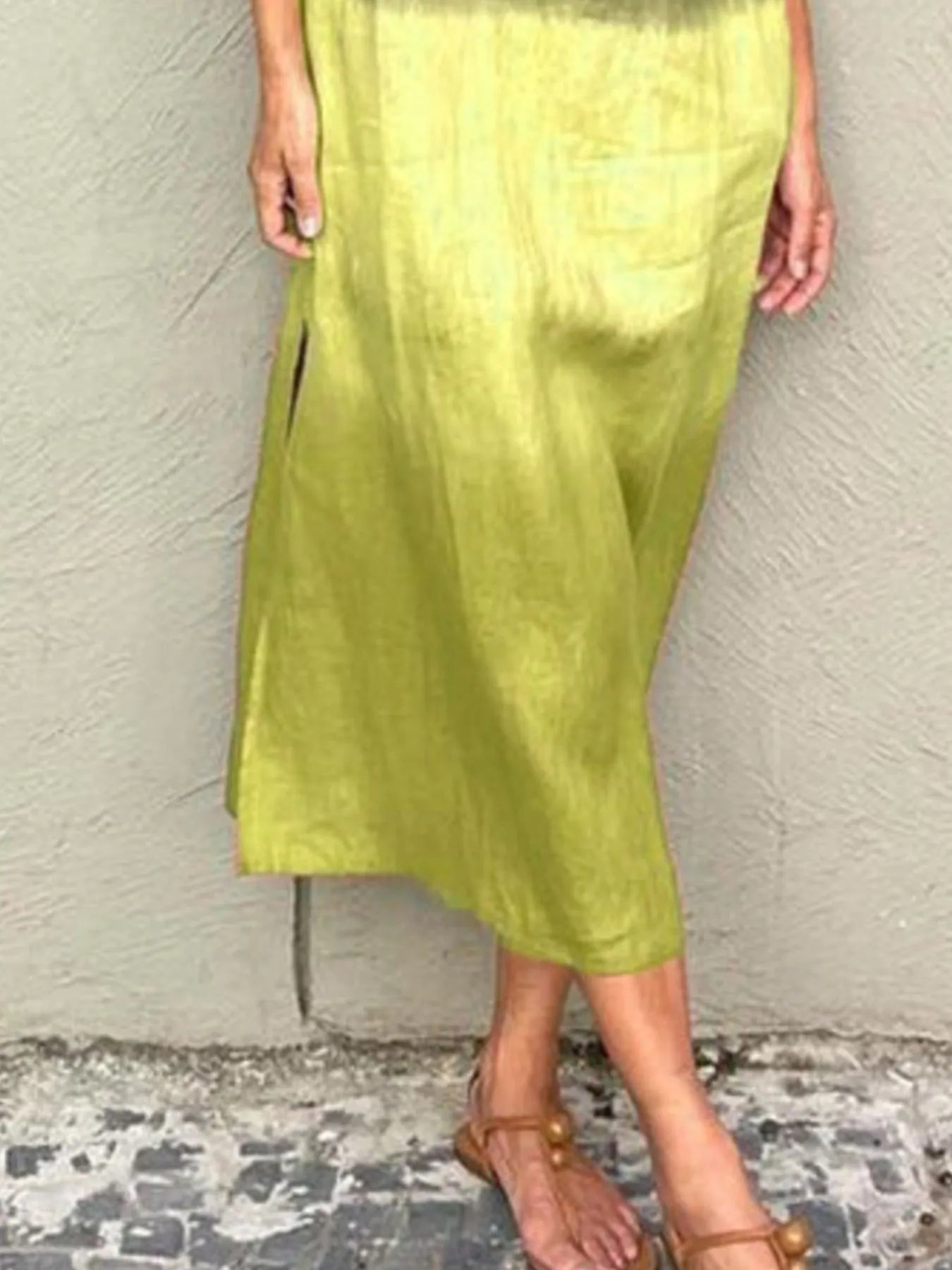 Full Size Sleeveless Gradient Tank Midi Dress Plus Size.