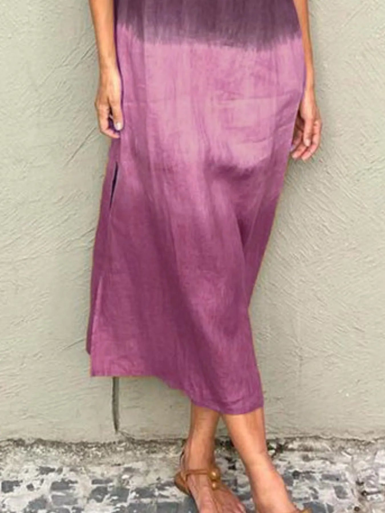 Full Size Sleeveless Gradient Tank Midi Dress Plus Size.