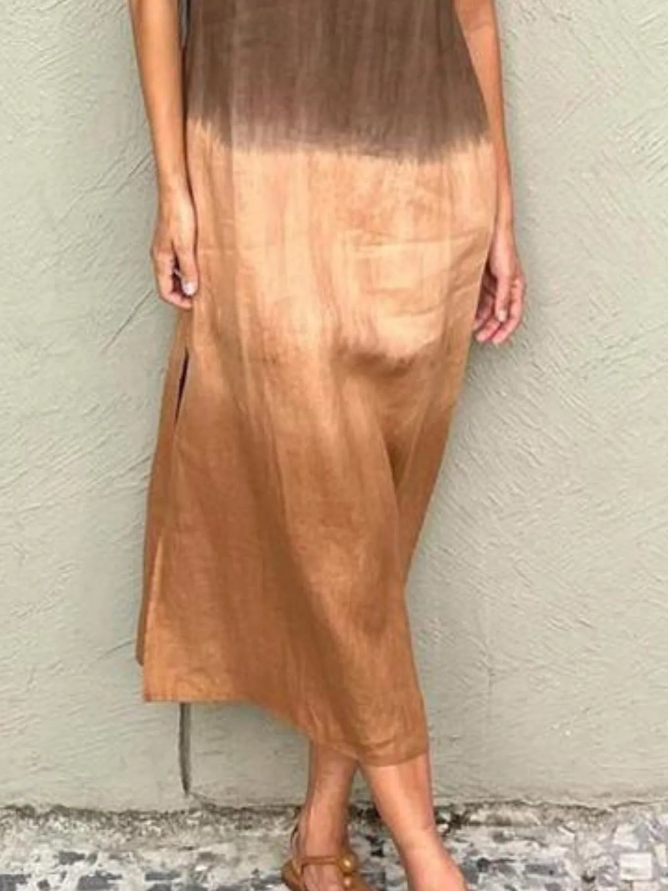 Full Size Sleeveless Gradient Tank Midi Dress Plus Size.