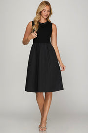 She Sky Full Size Sleeveless Poplin Woven Midi Dress with Pockets Plus Size.