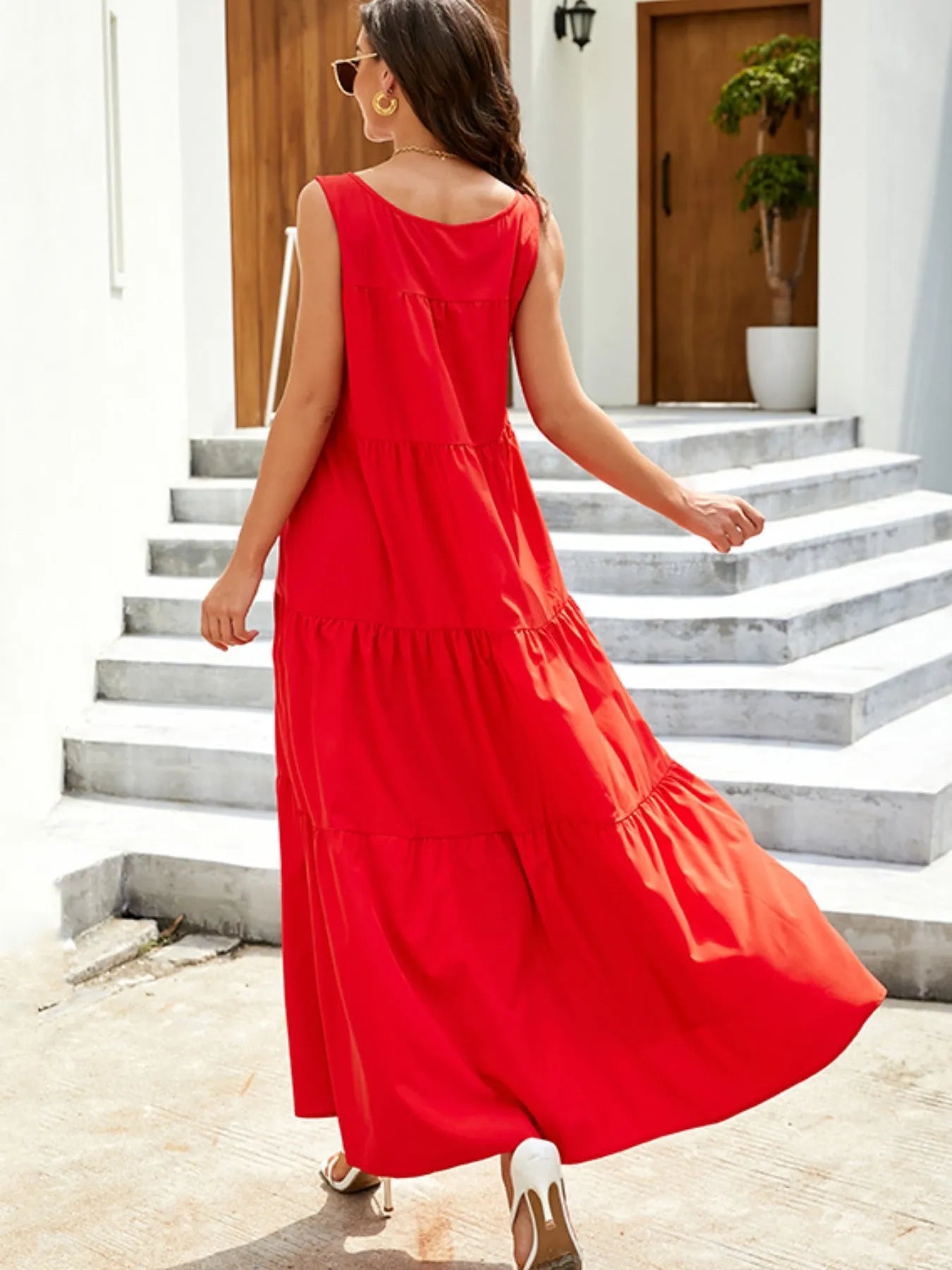 Sleeveless Tiered Maxi Tank Dress.