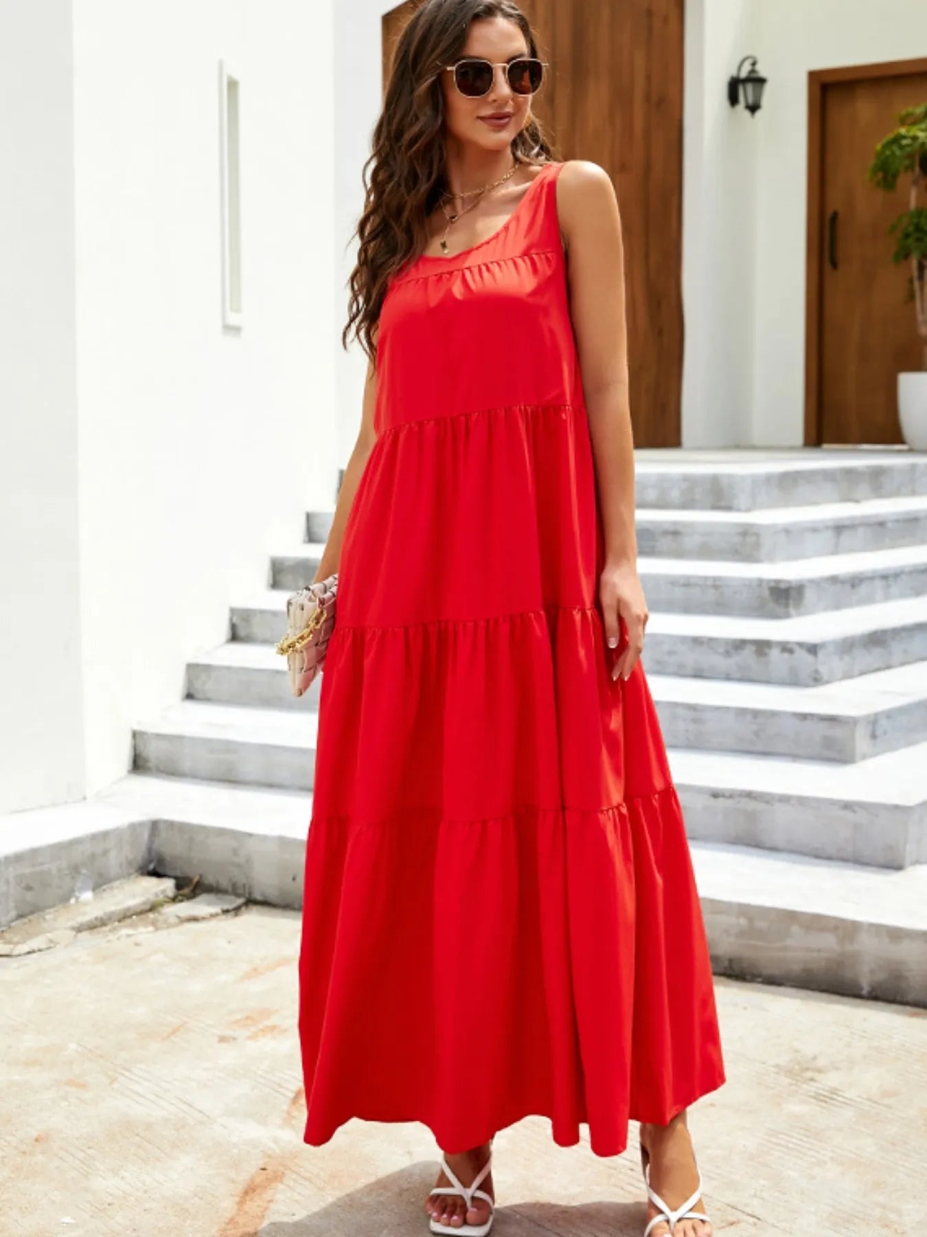 Sleeveless Tiered Maxi Tank Dress.