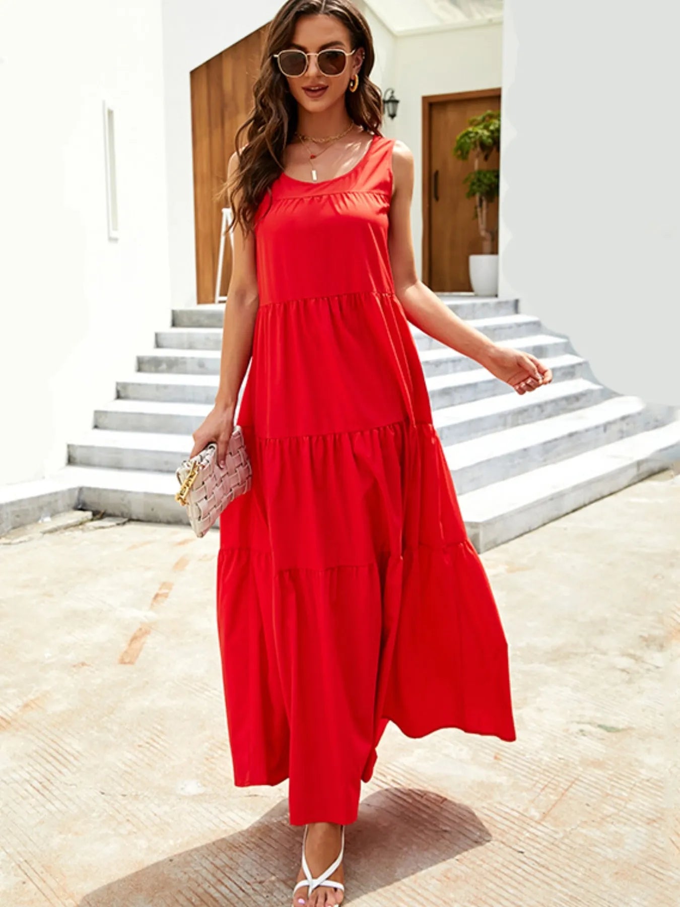 Sleeveless Tiered Maxi Tank Dress.