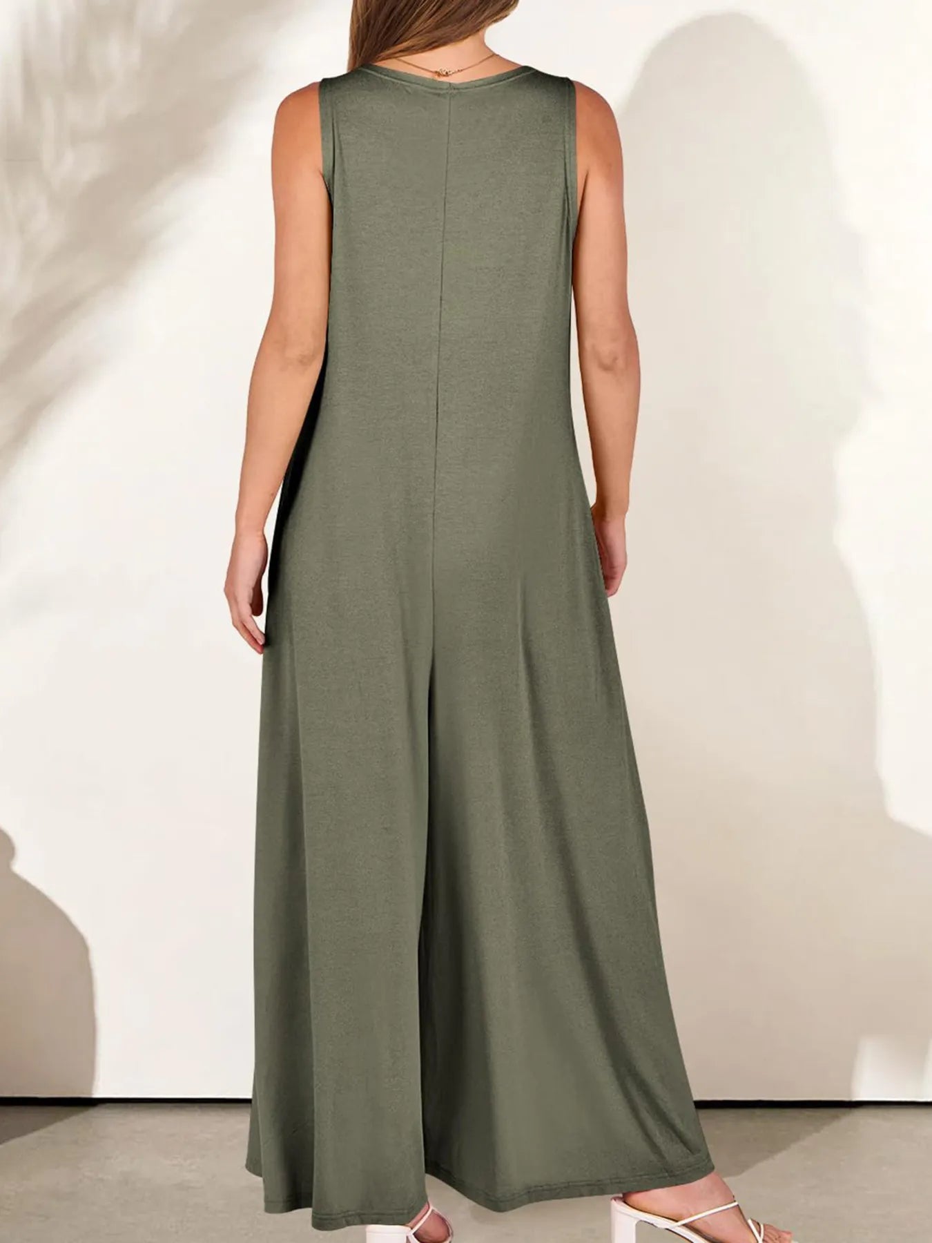 Sleeveless V-Neck Jumpsuit with Pockets