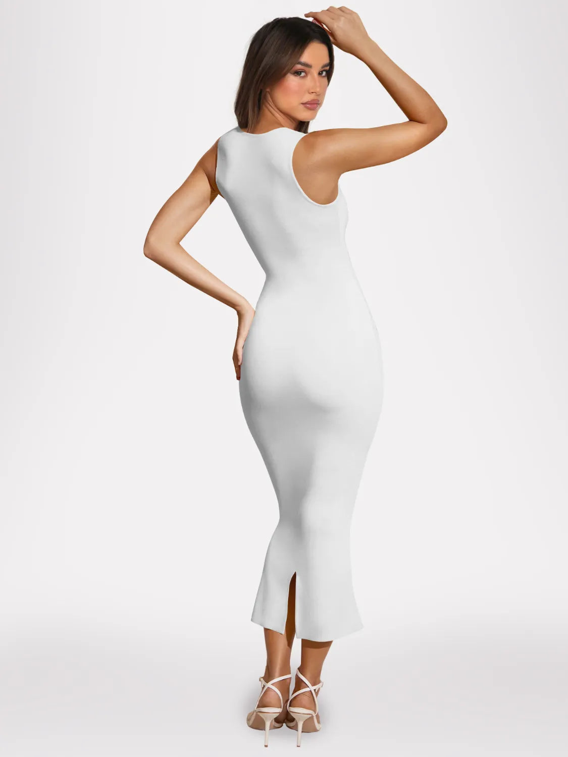 Slit Back Sleeveless Maxi Tank Dress.