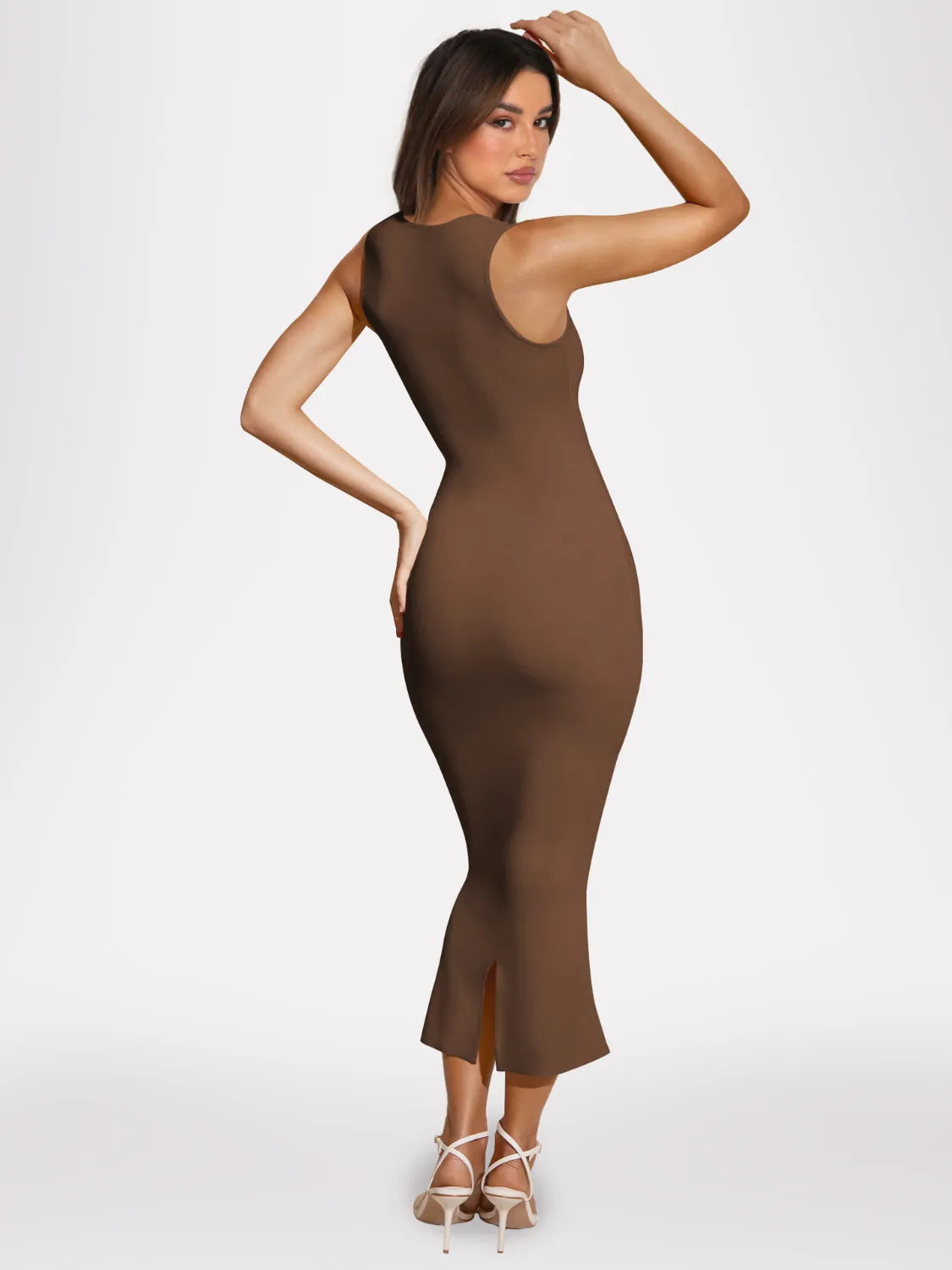 Slit Back Sleeveless Maxi Tank Dress.