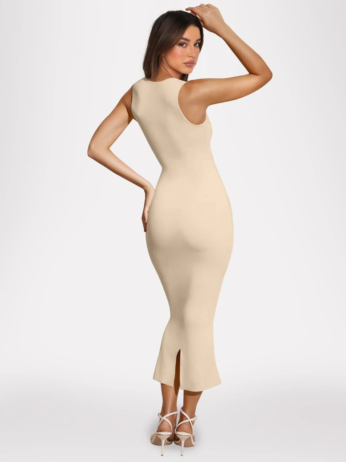 Slit Back Sleeveless Maxi Tank Dress.