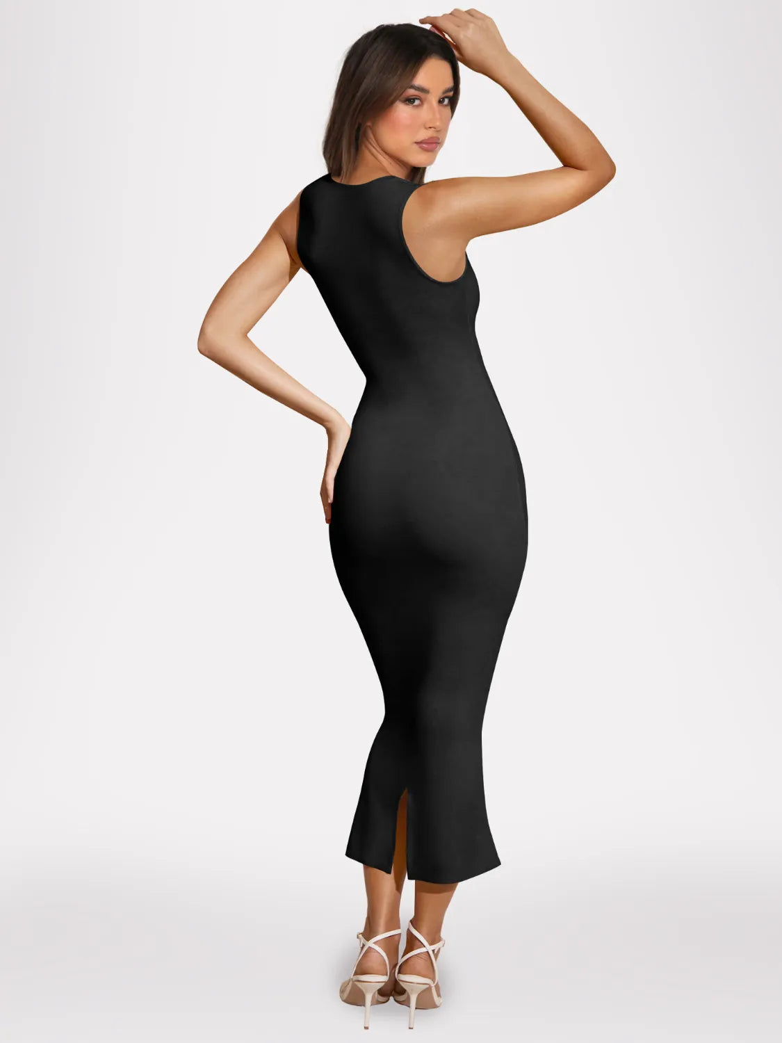 Slit Back Sleeveless Maxi Tank Dress.