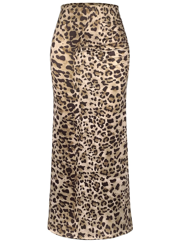 Honey Slit Leopard Midi Skirt.