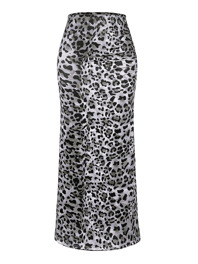 Honey Slit Leopard Midi Skirt.