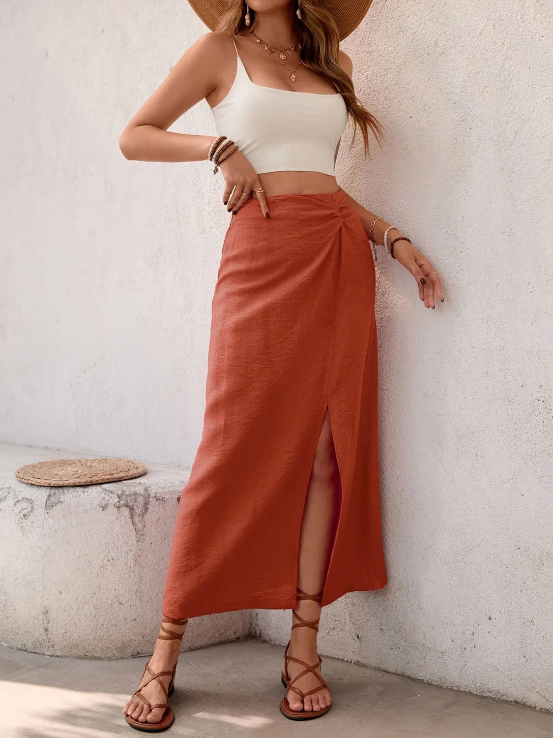 Slit Midi Skirt.