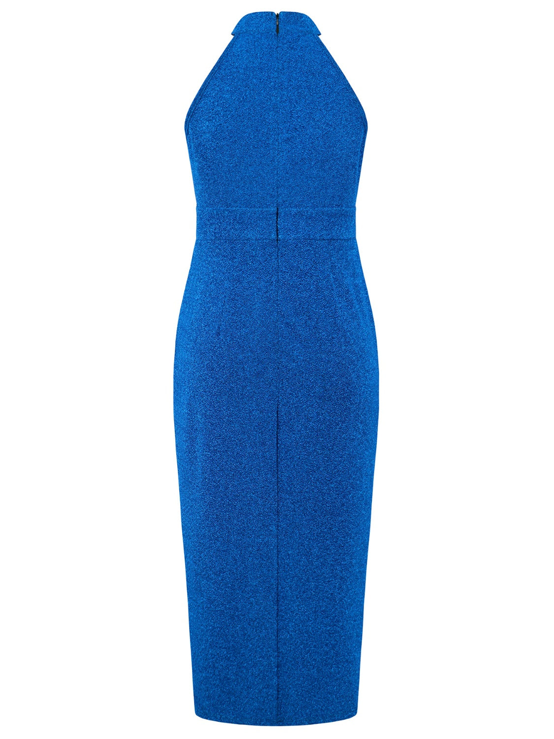 Slit Ruched Mock Neck Sleeveless Dress.
