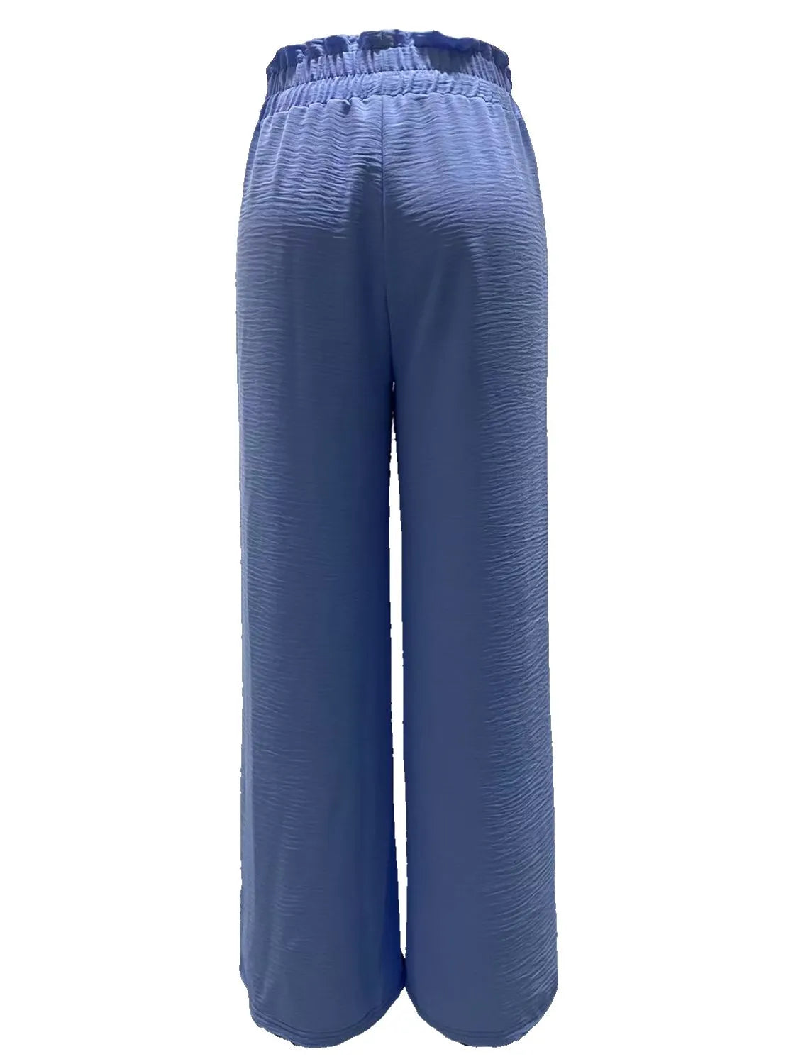 Slit wide leg pants with frill.