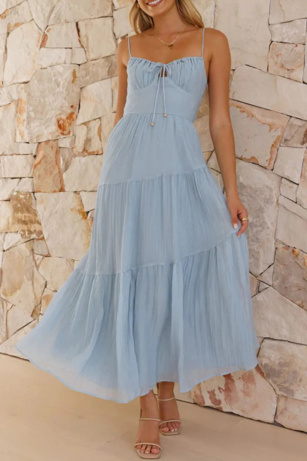 Smocked Back Midi Cami Dress.