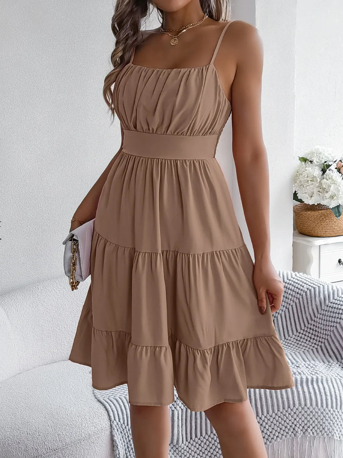 Smocked Back Tiered Cami Dress.