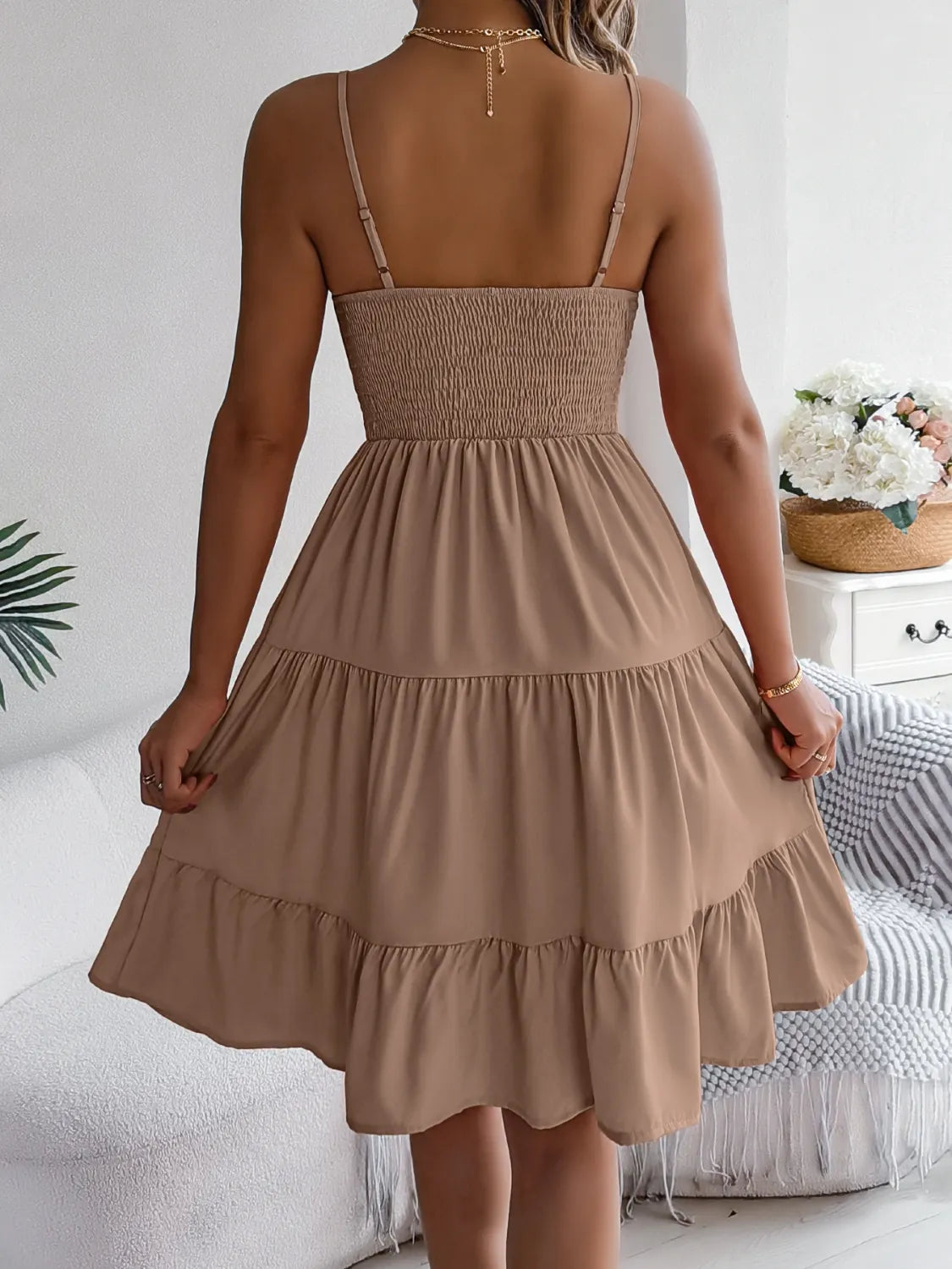 Smocked Back Tiered Cami Dress.