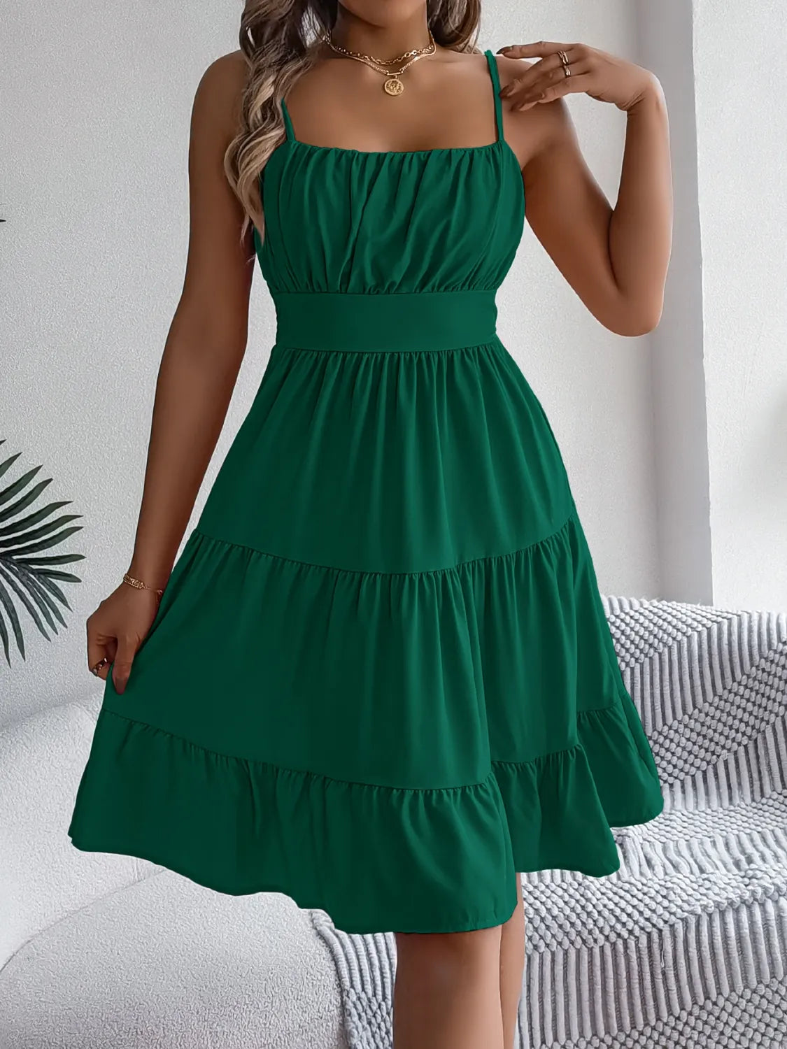 Smocked Back Tiered Cami Dress.